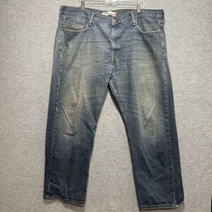 Levis Mens 569 Jeans 40x30 Blue Medium Denim Loose Fit Straight Leg Distressed
